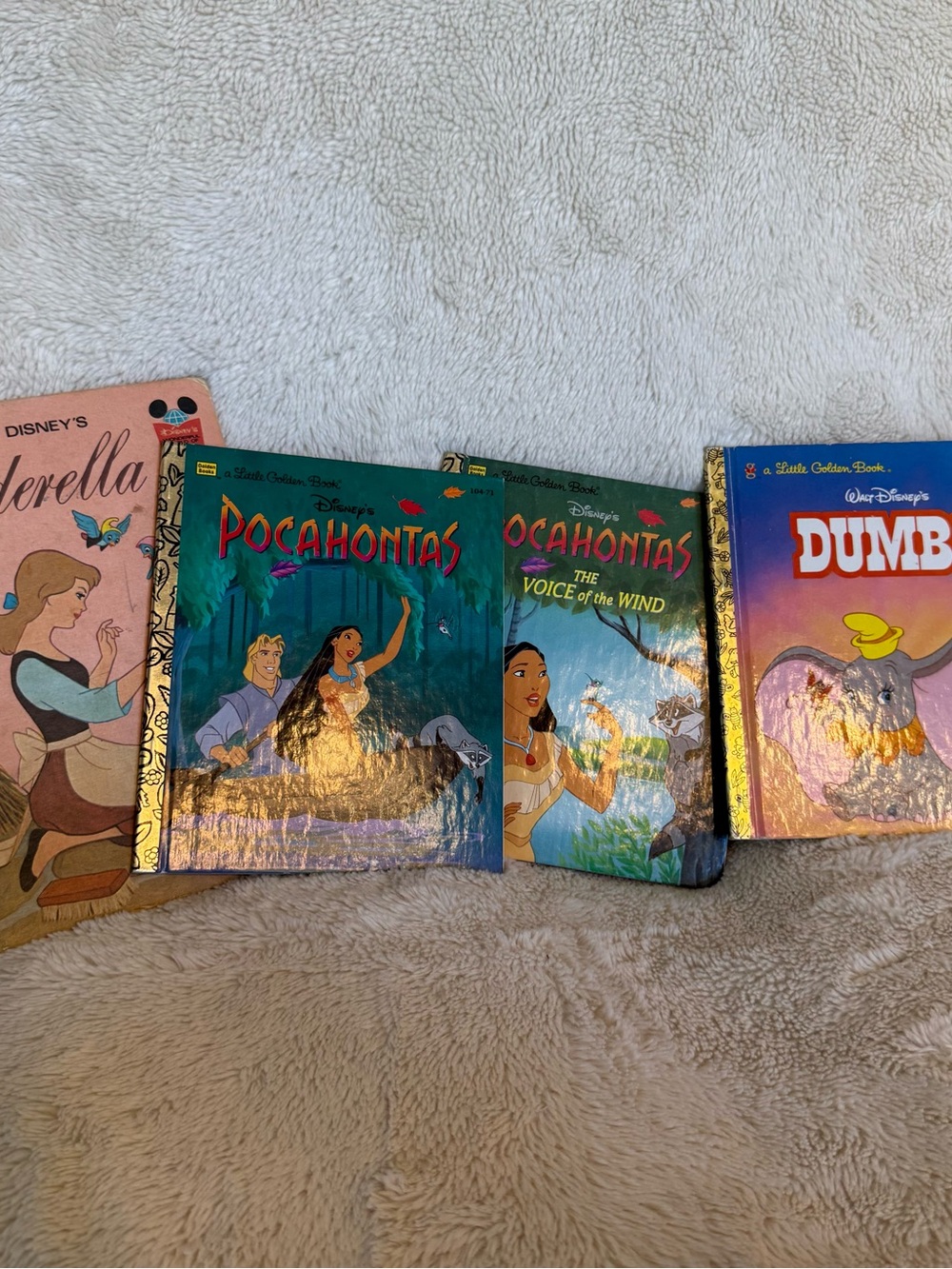 Disney Little Golden Books, Cinderella, Pocahontas, Voice of the Wind, Dumbo